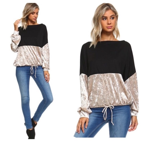Tops - Arrived! Black/taupe color block top